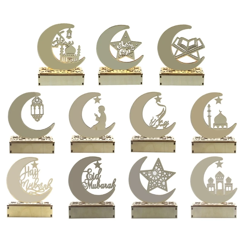 

EID Mubaraks Ornament Moon LED Light Ramadans Decoration for Home Islamic Muslims Party Decoration Kareem Eid Gift