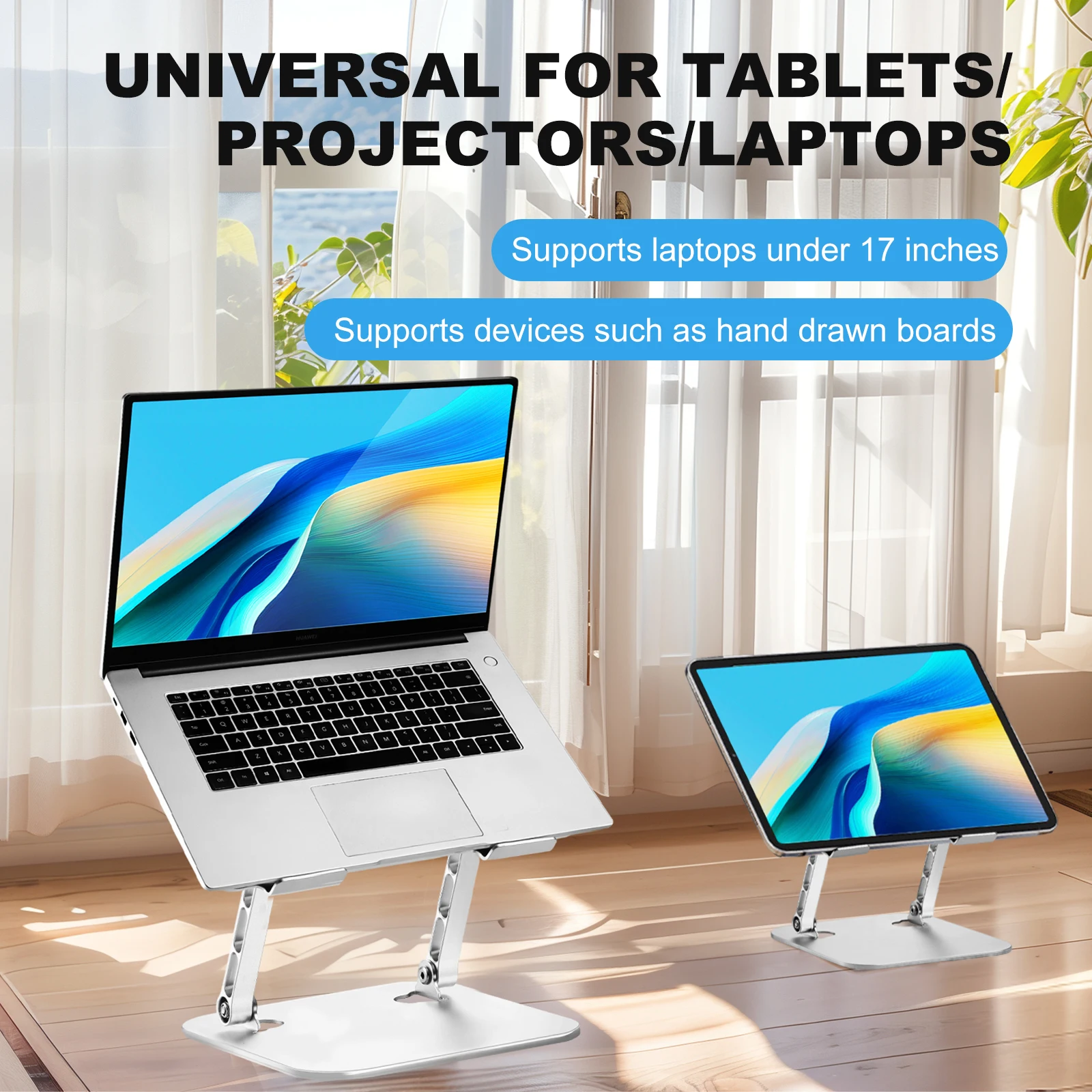 Phone Tablet Stand Adjustable Aluminum Alloy laptop Tablet up to 17 " Portable Folding Cooling support
