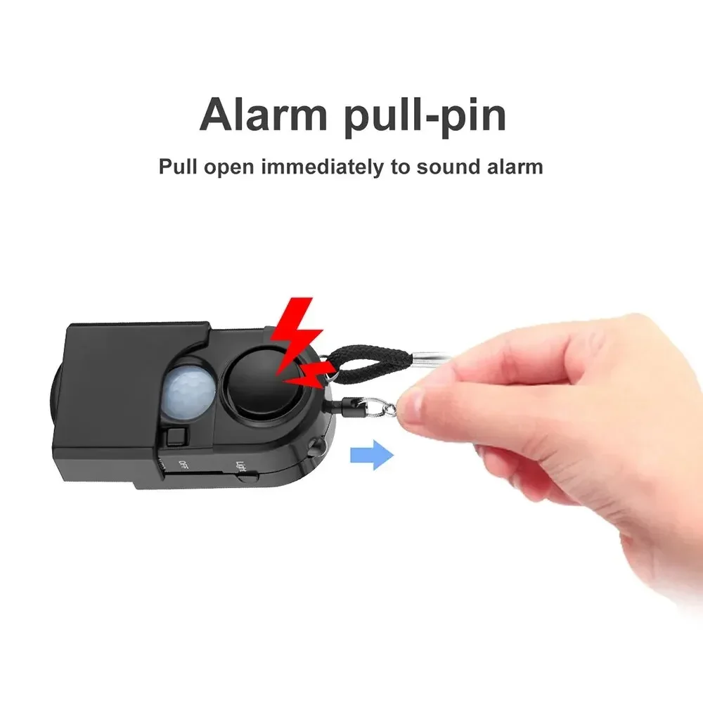 Compact Motion Detector Alarm with 120dB Siren and LED Flashlight