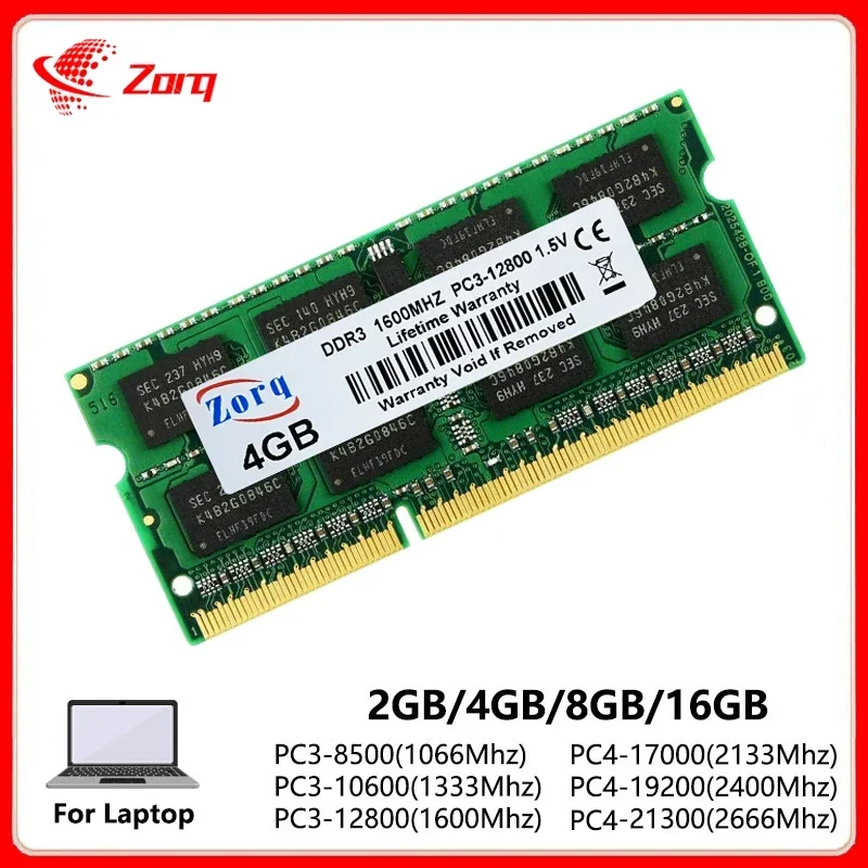 Laptop RAM Memory DDR2 DDR3L DDR4 4GB 8GB 16GB 2133 2400 2666Mhz Sodimm PC3 10600 12800 PC4 19200 21300 Notebook 1333 1600