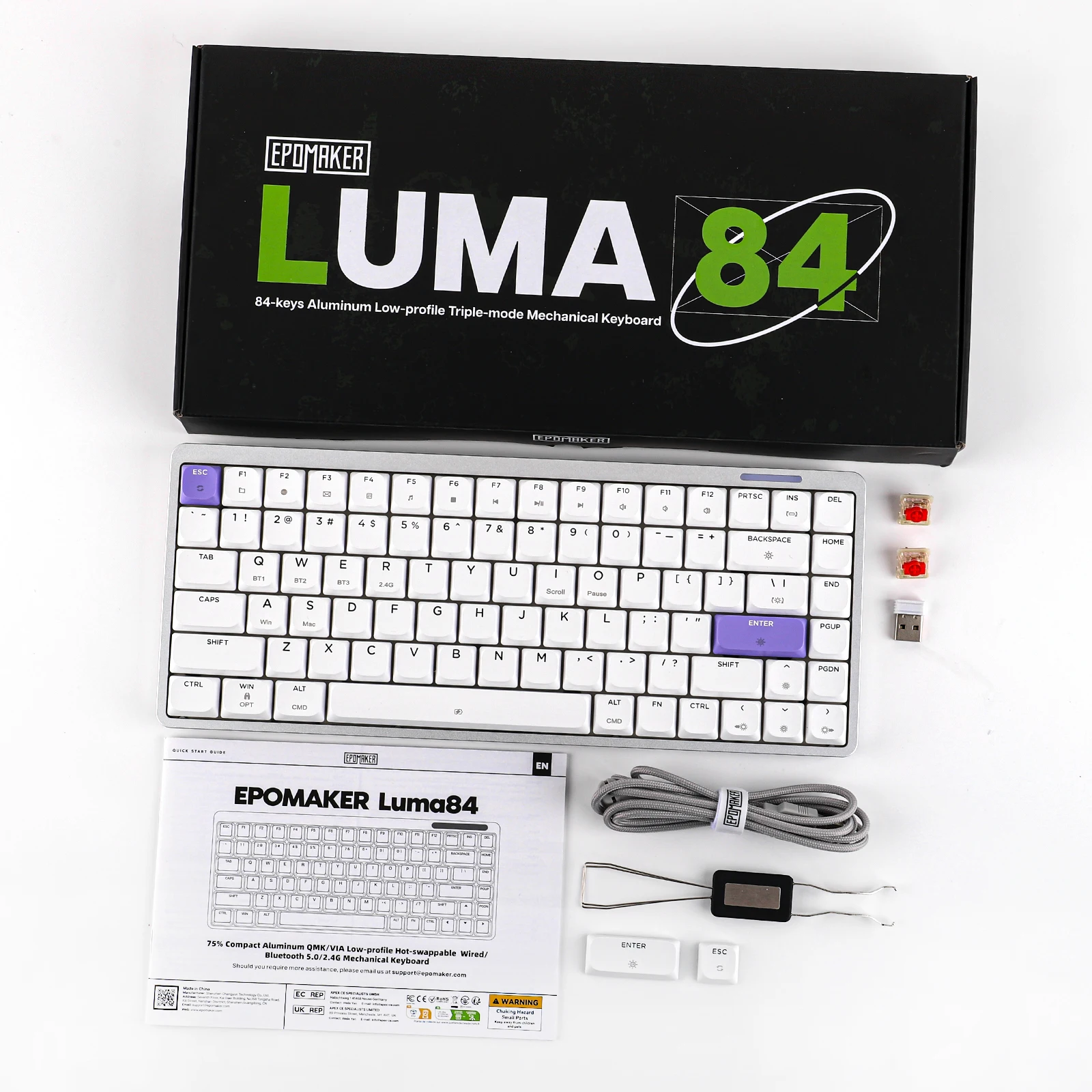 EPOMAKER LUMA84 75% QWERTY ANSI ABD Düzeni Çalışırken