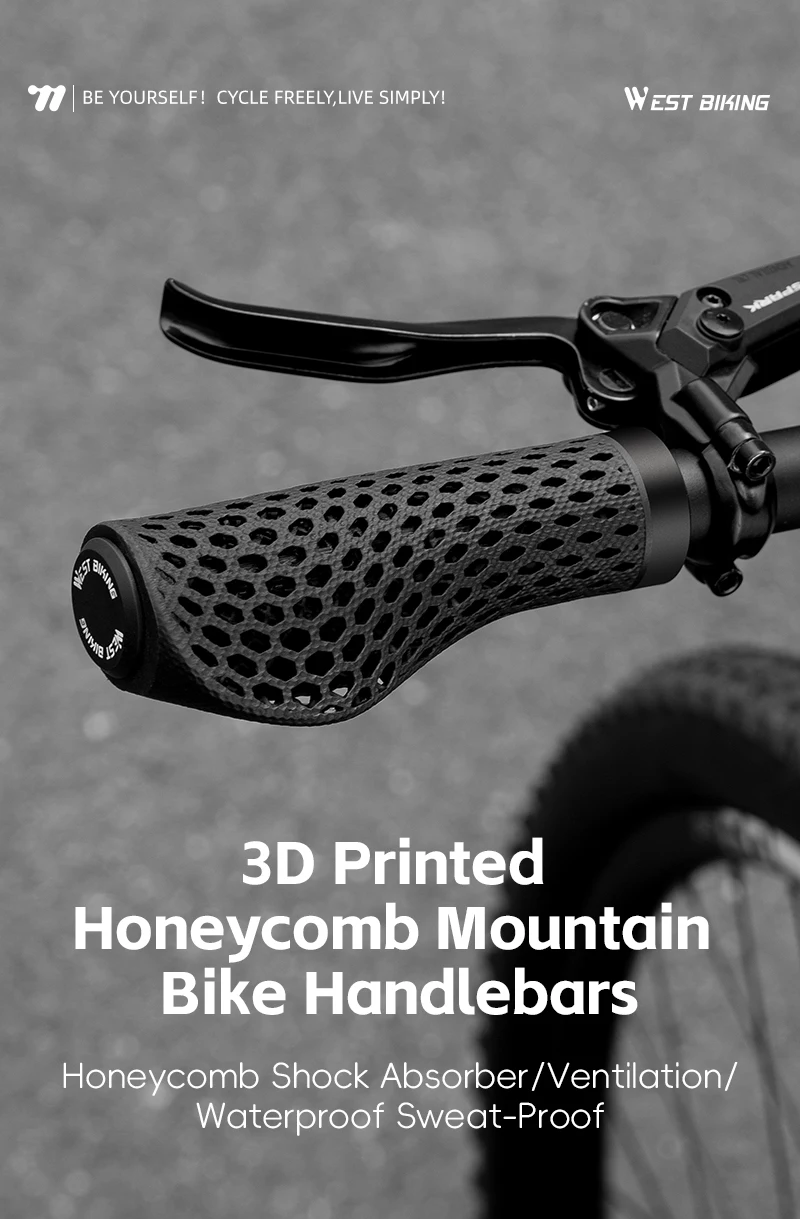Description Picture 2 of itemWEST BIKING 3D Printed Bicycle Grips Ergonomic MTB Handle Cuffs Grips Ergonomic Soft Bike Handlebar Grips Bicycle Accessories