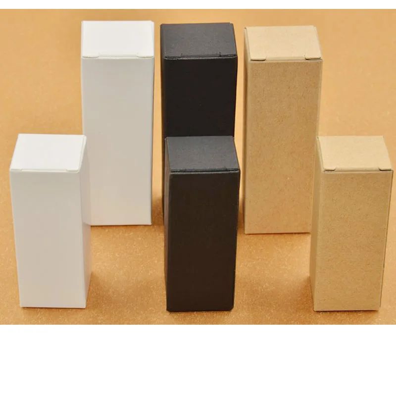 100 개/몫 10ML 100Ml 18MM 고무 헤드 Dropper 에센셜 오일 병 포장 상자 화장품 크래프트 카톤 화이트 박스 블랙 박스