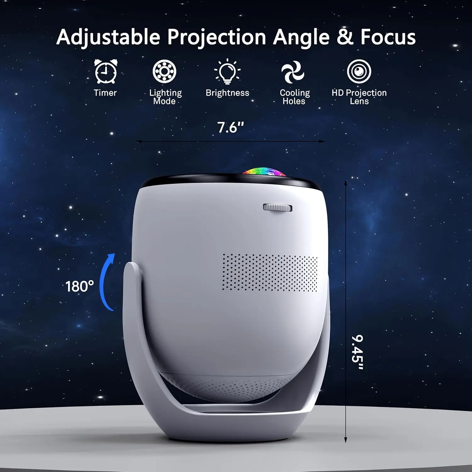 3D Dynamic Galaxy Projector, 3D Visual Star Projector Light with 90 Scenes, Planetarium Nightlight with Speaker for Room Decor