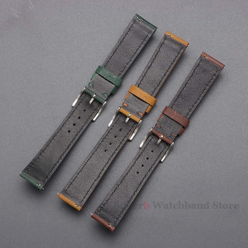 Vintage Retro Genuine Leather Watch Band - Quick Release Soft Strap