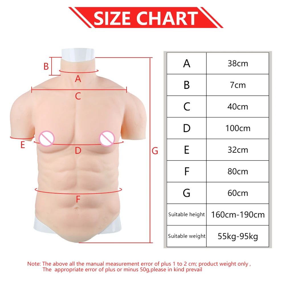 Silicone Realistic Simulation Muscle Fake Belly Muscle High Quality Artificial Men's Chest Crossdresser Macho Cosplay