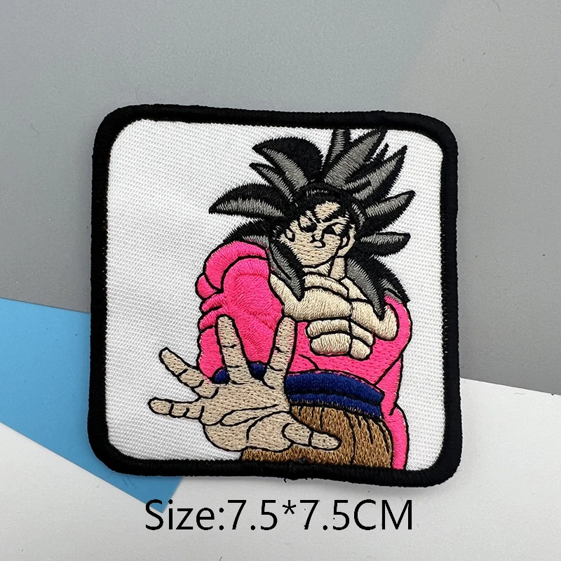 Dragon Ball Z Goku  Embroidery Fusible Patch for Clothing Thermoadhesive Stickers Anime Patches DIY Sewing Pants Bag Decration 