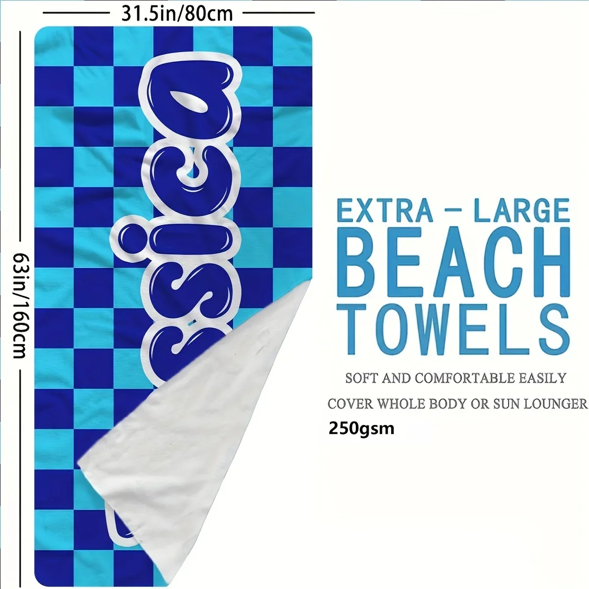Custom Brown Checkered Beach Towel 4 | ustom Brown Checkered Beach Towel 3