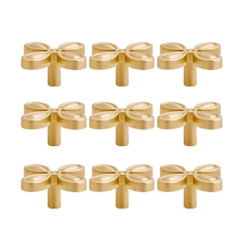 

9PCS Drawer Handles Leaf Shape Brass Gold Knobs For Cabinets For Kitchen Cupboard Dressing Table (With Screws)