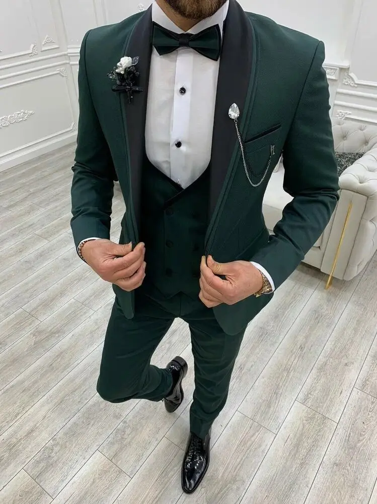 Mens Green Wedding 3 Piece Slim Fit Suit Elegant Evening Party Coat Pants  Coustime Homme Luxe - Suits - AliExpress