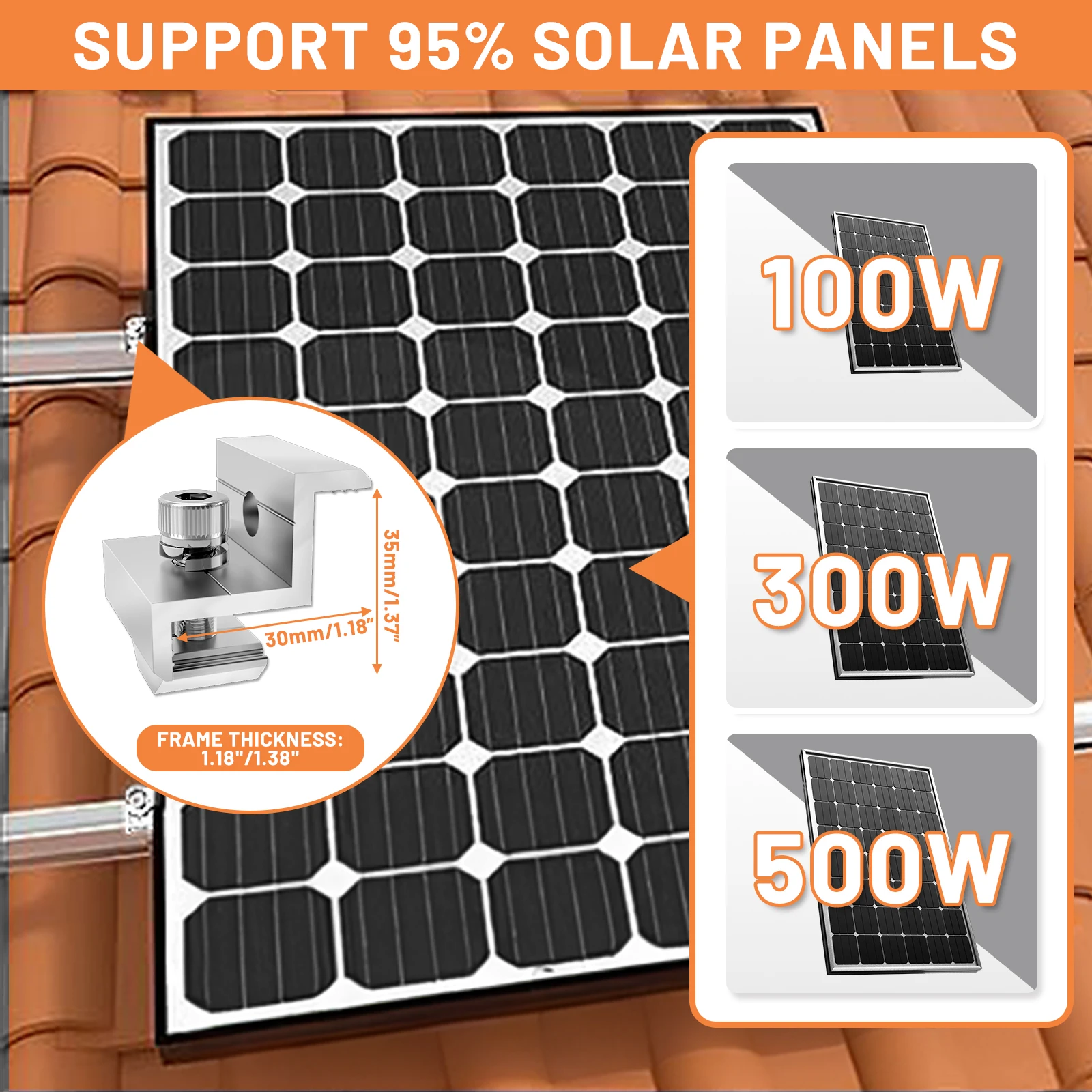 Solar Panel Mounting Set CP-SETUNO Photovoltaic Mounting Rail 1/2/4 Solar Panel 300 mm Aluminum Rail 30/35 m