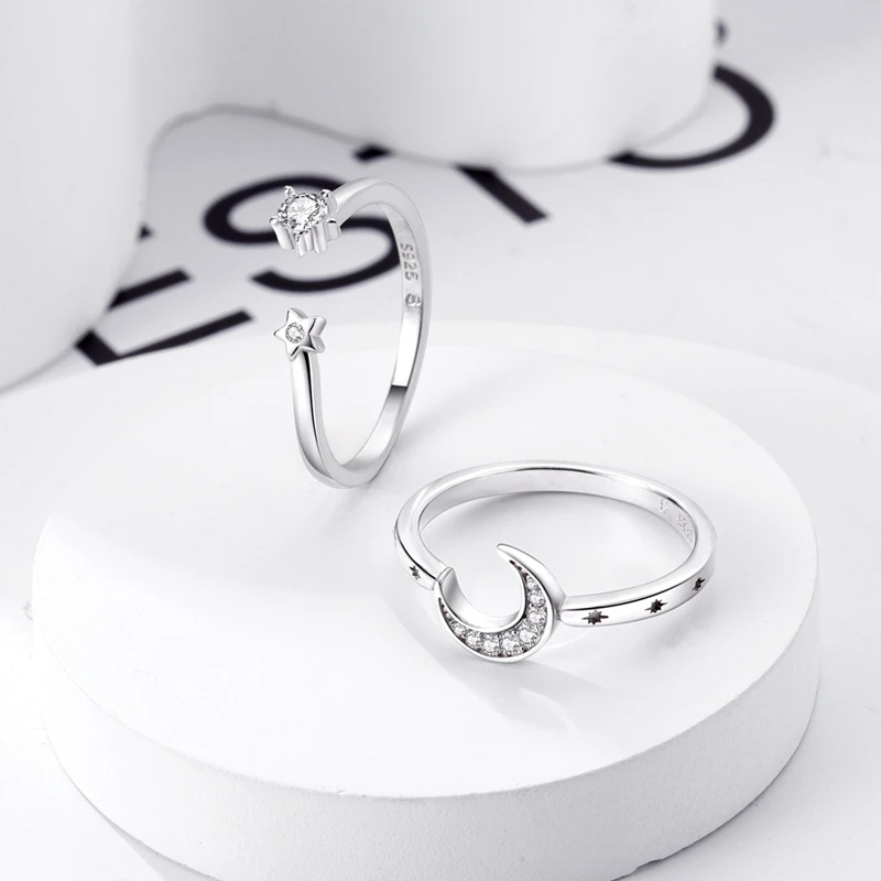 Silver Rings 925 Silver Women Stackable Ring Size 6-9 inch Luxury Wedding Finger