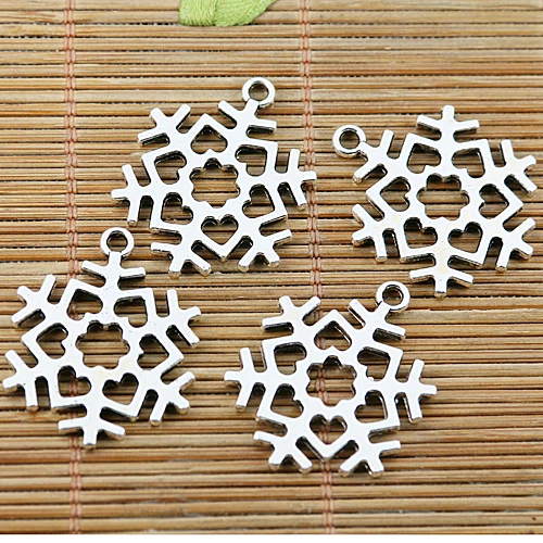 

10pcs 23mm Tibetan Silver Tone 2sided Hollow Snowflake Design Charms EF1570 Charms for Jewelry Making