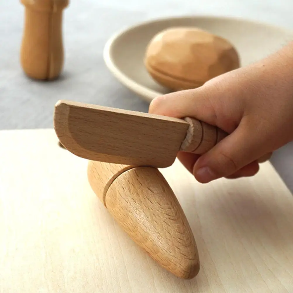 5 Pcs Wooden Toy Smooth Surface House Supplies Kitchenware Pretend Play Miniature Scene Educational Toy For Kids