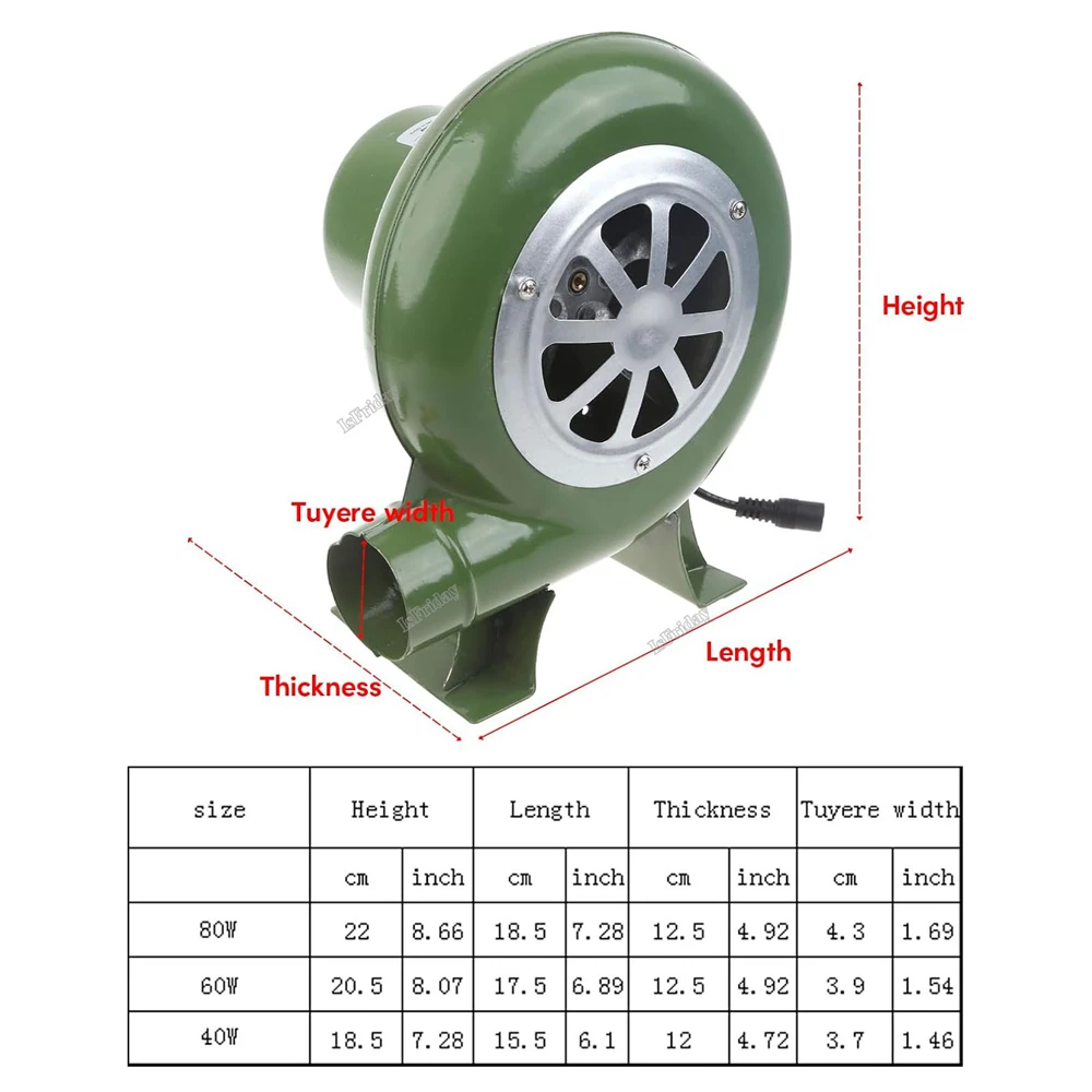 Electric Blower Fan BBQ Fan 100v 220v Suitable for Barbecue Mini Blacksmith Forges Blower with Speed Adapter AC100-240V M89B