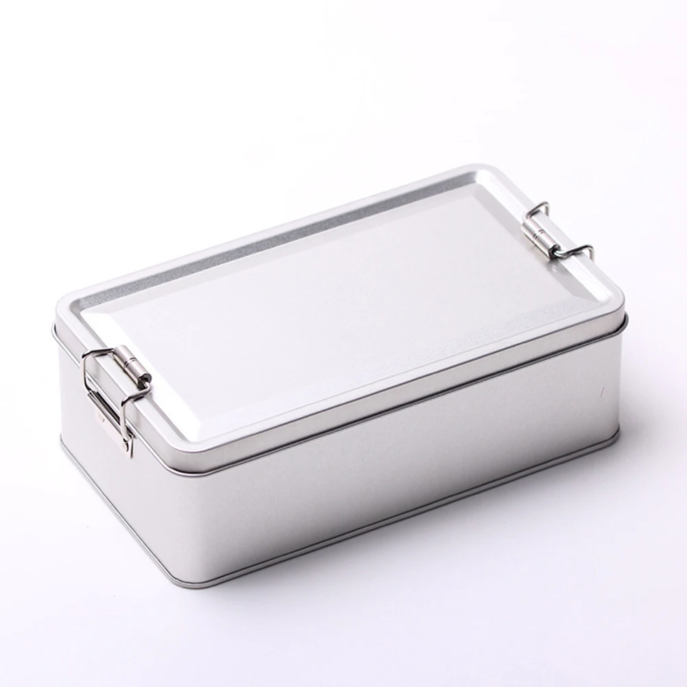 1X Tinplate Box Metal Storage Tins Tea Container Rectangular W/ Lids Cookie Candy Pill Cases Money Contain Mini Tin Storage Box