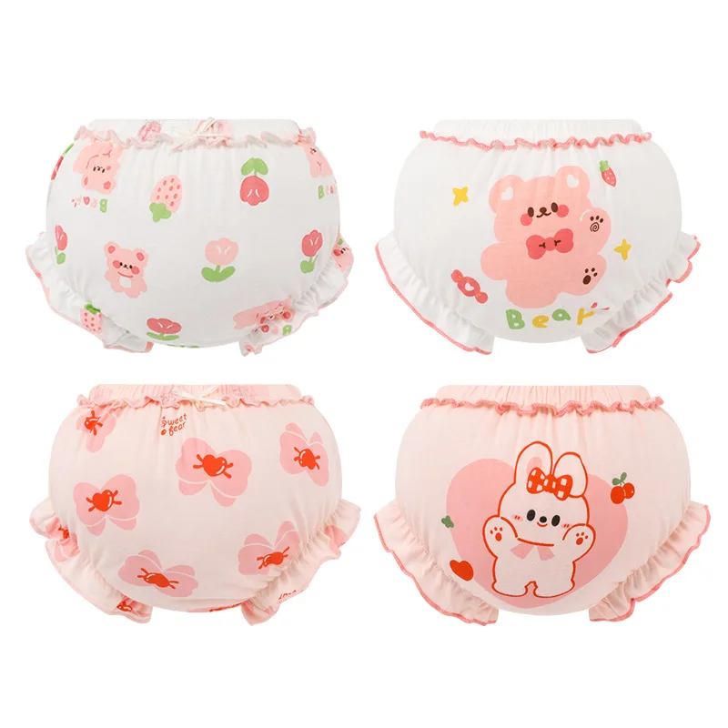 3 Piece/Lot Kids Cotton Panties Girl Baby Infant Newborn Fashion Solid Cute Bow Striped Dots Underpants for Children Gift baby cotton panties
