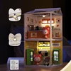 New 3D Puzzle Miniature House Coffee Shop Fruit Shop Convenience Store Assembly Toys with Lights Collection Decoration 2