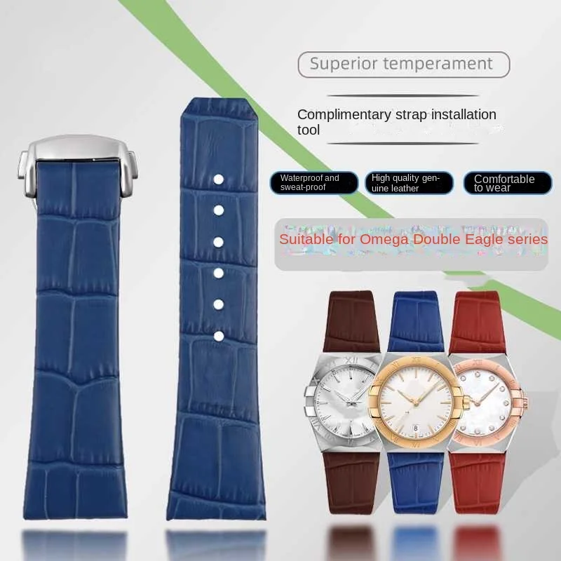 Adatto Per Omega Constellation Double Eagle Series Cinturino Per Orologio Dentellato Cinturino In Pelle Con Fibbia Pieghevole Impermeabile Maschio 23M