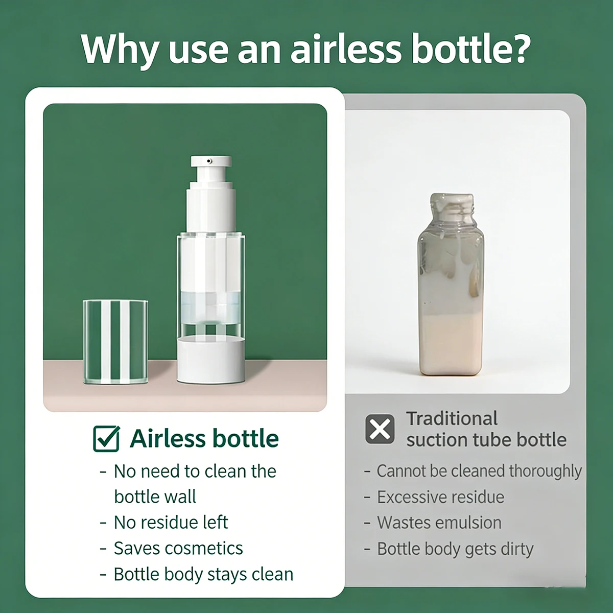 30ml 50ml 100ml Clear Airless Cosmetic Cream Pump Bottle Travel Size Dispenser Makeup Container for Cream Gel Lotion