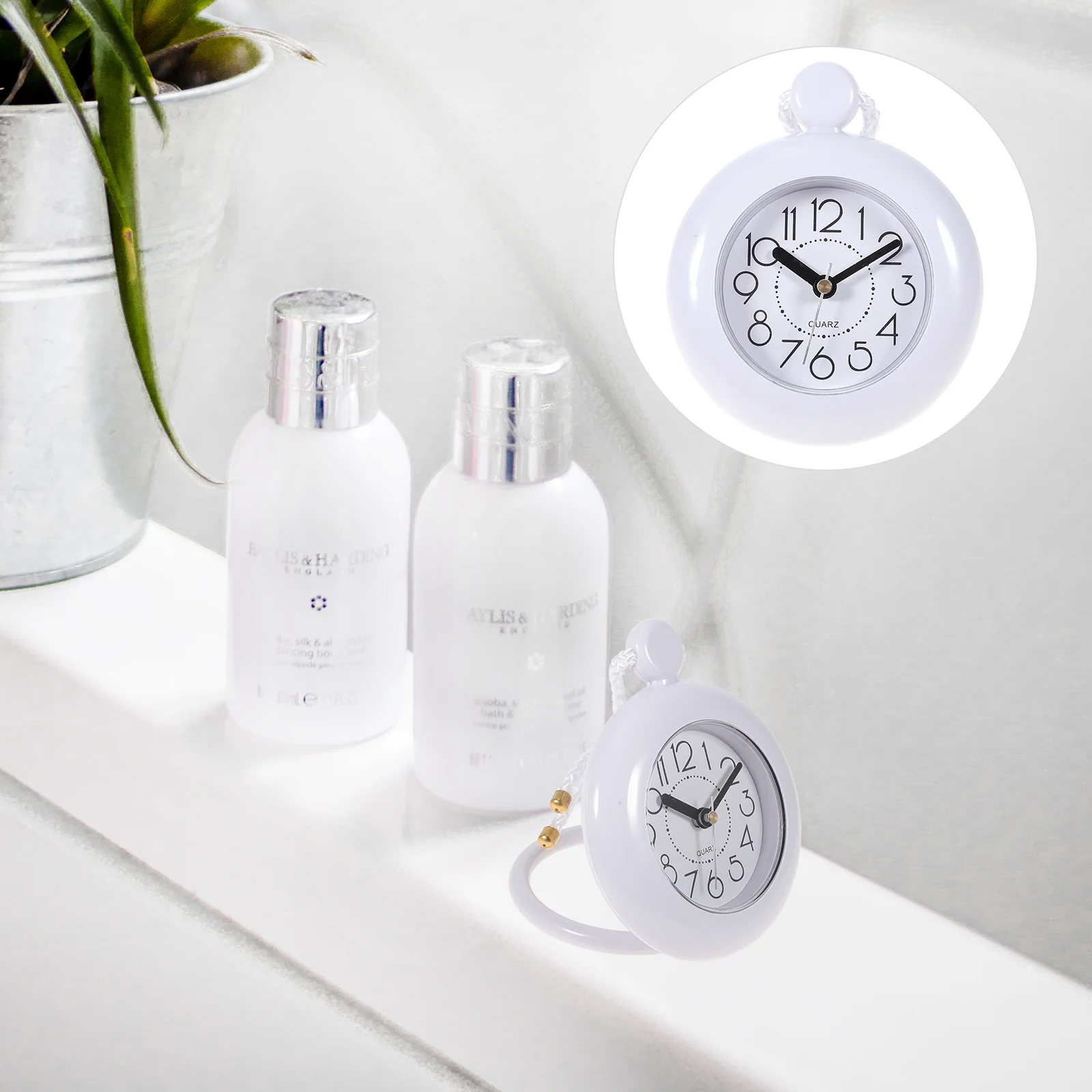 Bathroom Clock Watch Toilet Water Shower Wall Travel Small-operated Hanging Desktop