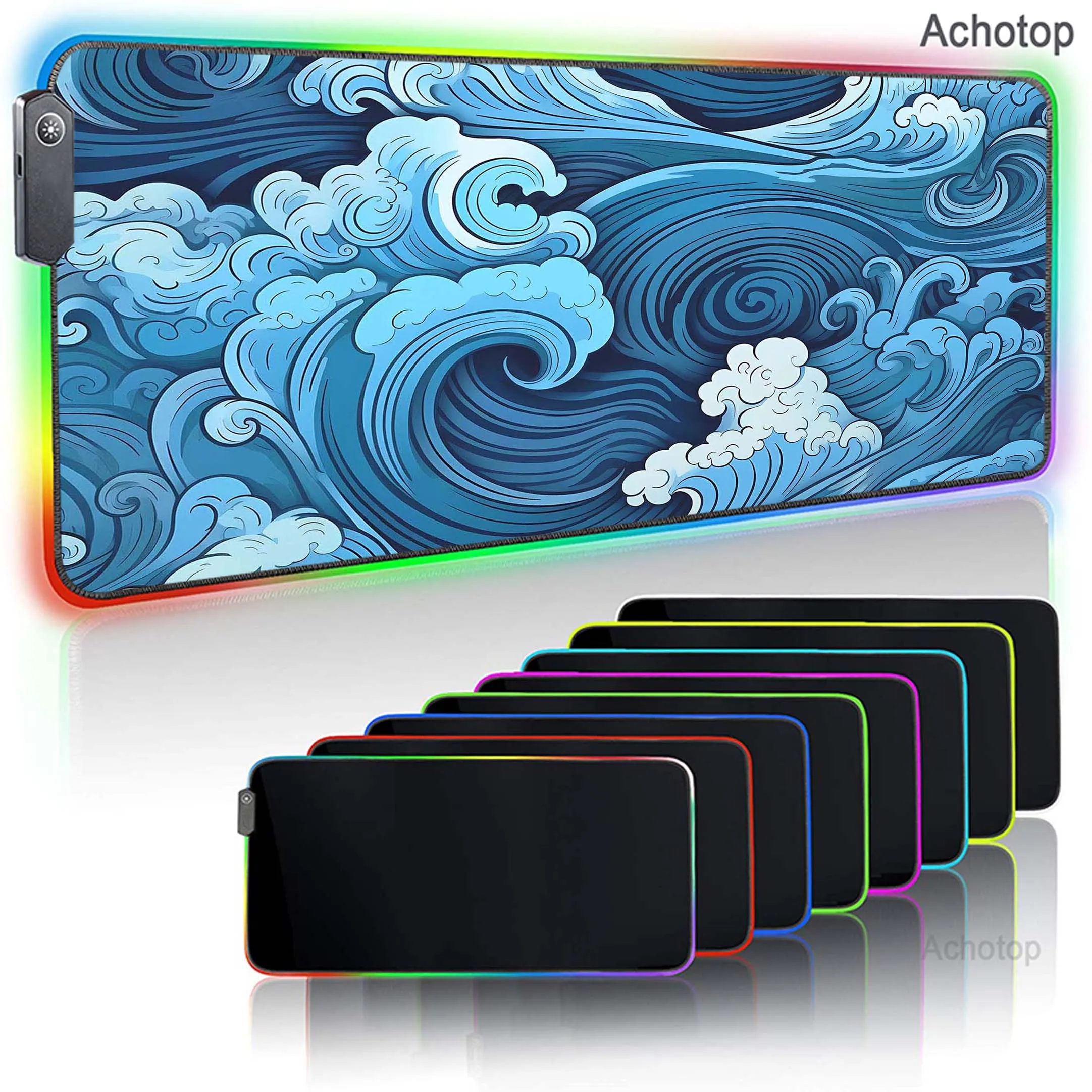 

Great Wave RGB Gamer Backlight Mousepad Large Gaming Mouse Pad Computer Keyboard Pads LED Locking Edge Mouse Mat XXXL Desk Mat