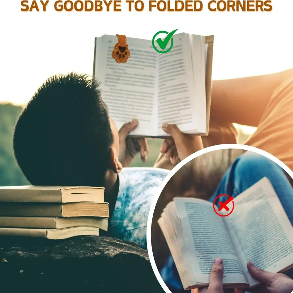 Cute Handmade Magnetic Bookmark PU Leather  Paper Clip Portable Cat Face Page Divider Book