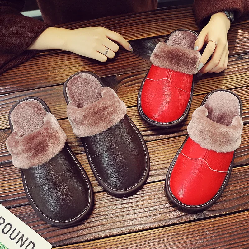 Warm Home Slippers Women 2024 New Waterproof Non-Slip Indoor Cotton Shoes Men Slippers Plush Warm Winter Couple Shoes