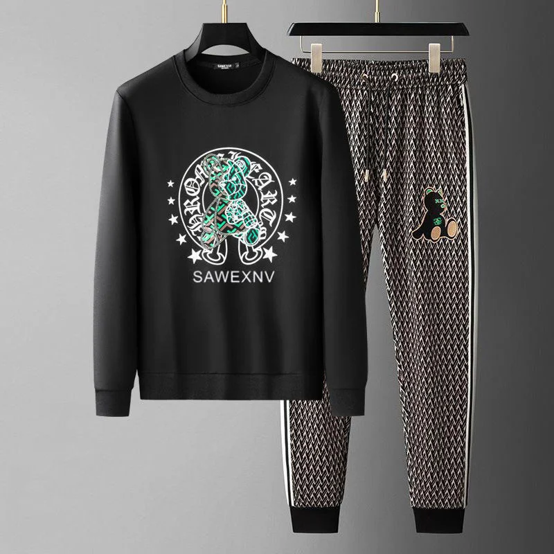 

Luxury brand Men's sweater suit Autumn new Korean fashion cool embroidery casual sports two-piece set with young men