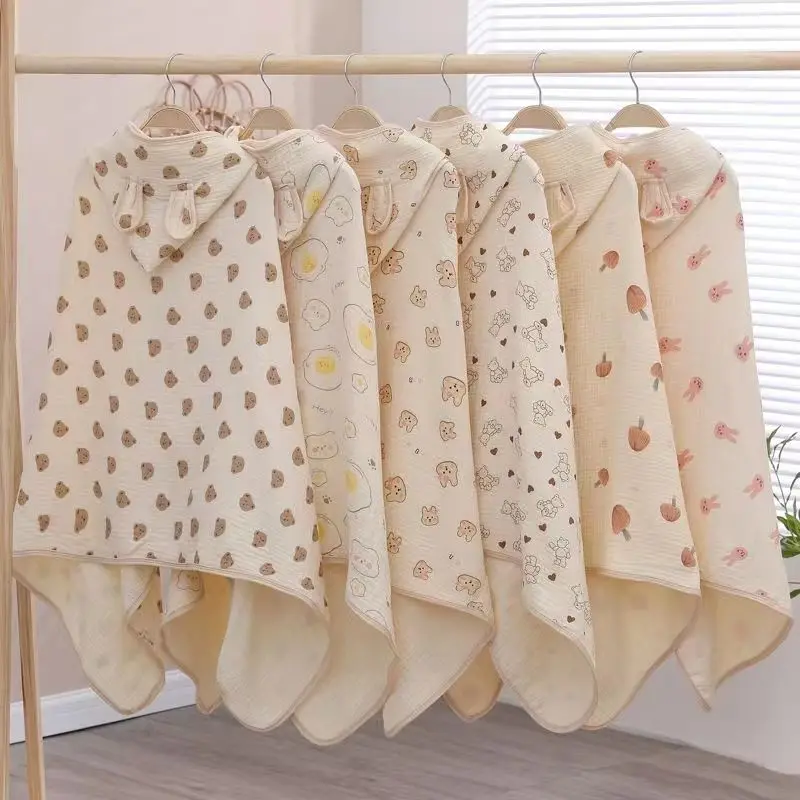 Children Hooded Bath Towel Cute Kids Summer Beach Towel Cloak Cartoon Animal Style Newborn Bathrobe Quilt Washcloth bathrobes