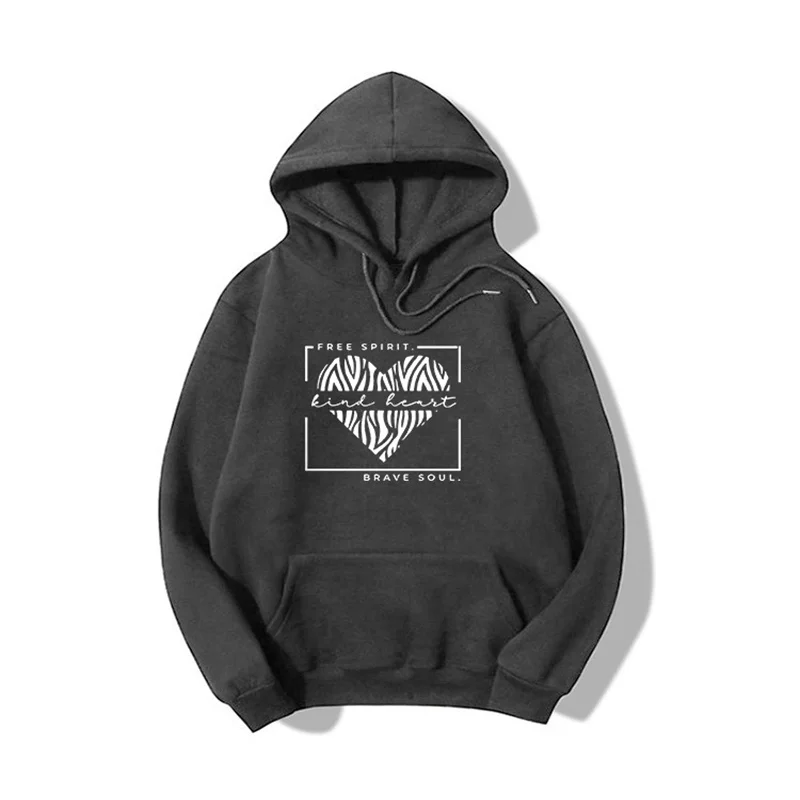 

Blessyuki Harajuku Heart Print Hoodie Women 2023 Autumn Winter New Casual Loose Warm Female Basic Pullover Plus Size Gothic Top