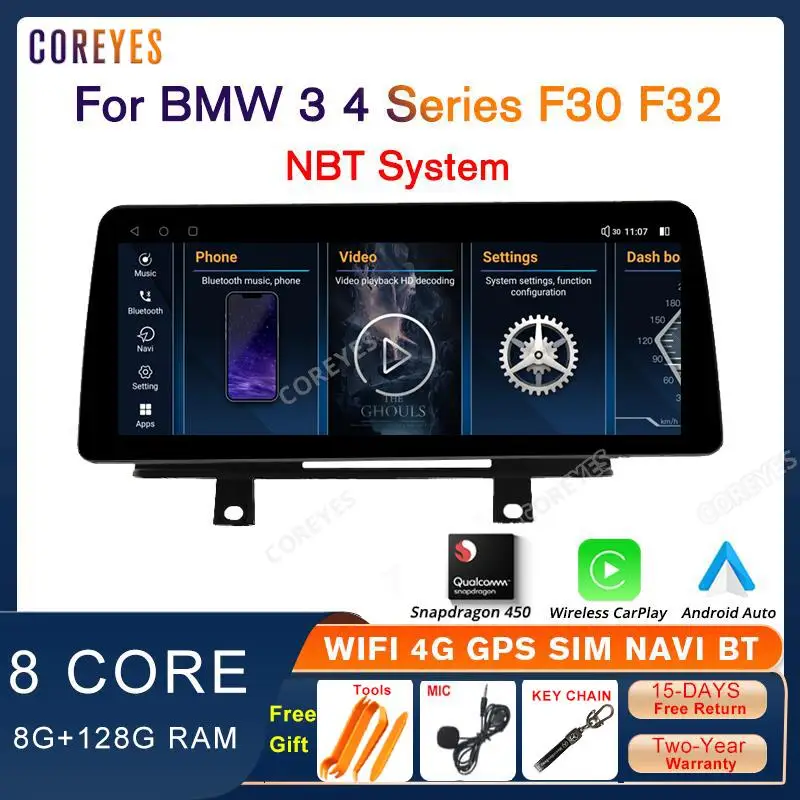

Автомобильный радиоприемник COREYES 12,3 ''для BMW 3 серии 4 серии F30 F31 F32 F33 F34 F35 F36 NBT, Snapdragon 665, Android 12,0