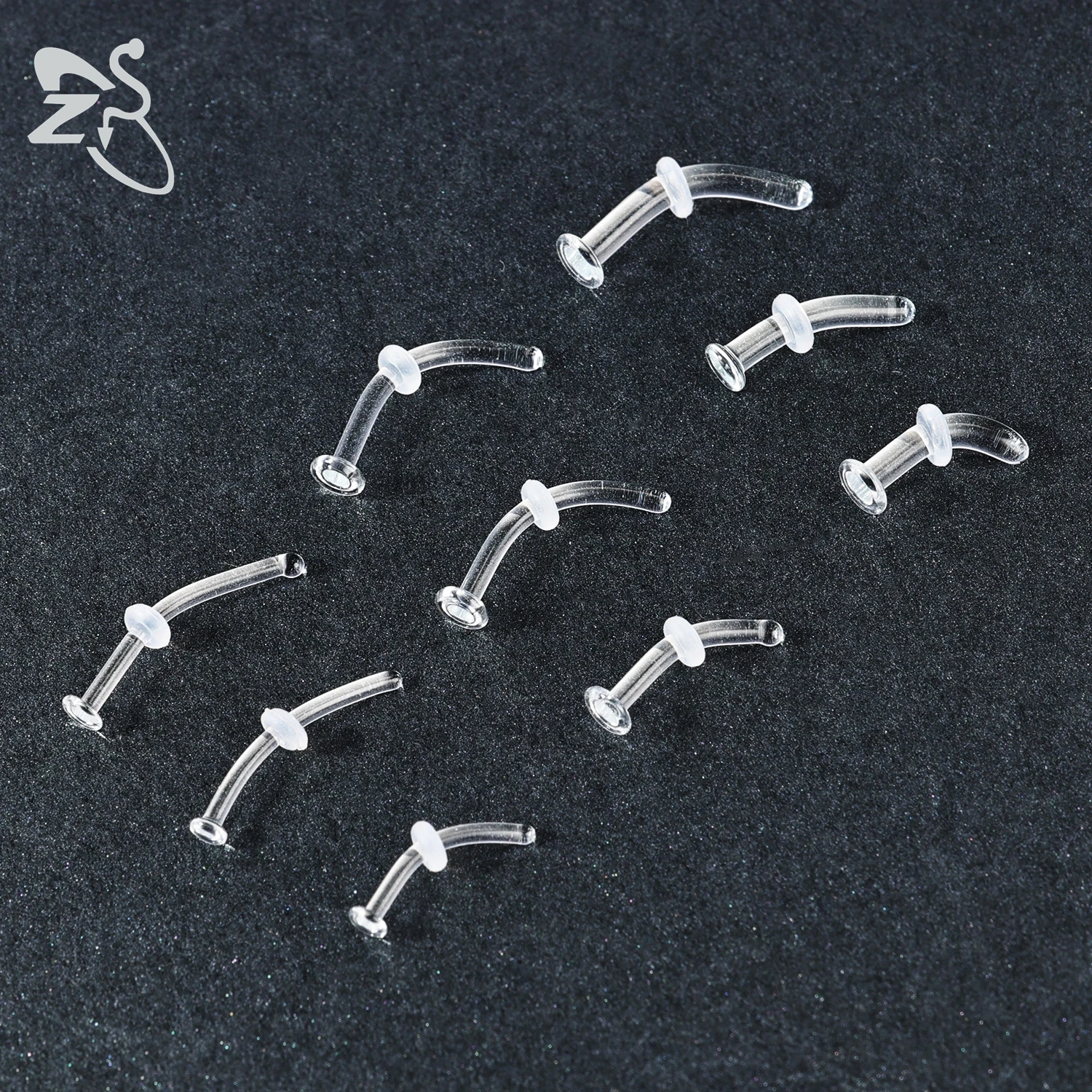ZS 투명 유리 코 피어싱 리테이너, 보이지 않는 L/I 모양 코 스터드, 0.8-2.4mm 연골 Daith 나선 피어싱 쥬얼리, 1 PC