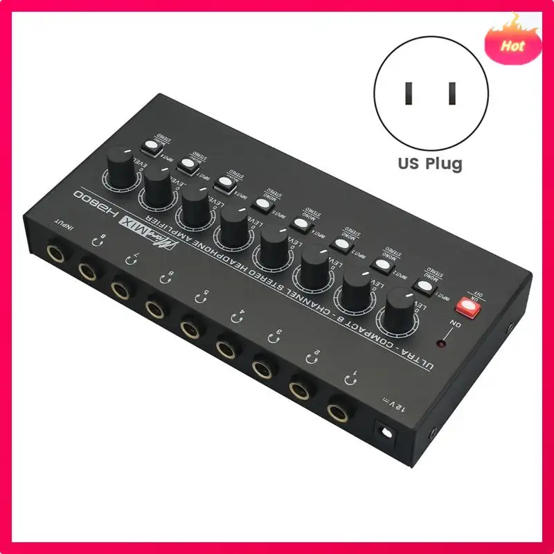 AYHF HA800 Ultra-Compact Audio Amplifier 8 Channels Mini Stereo Headphone Amplifier