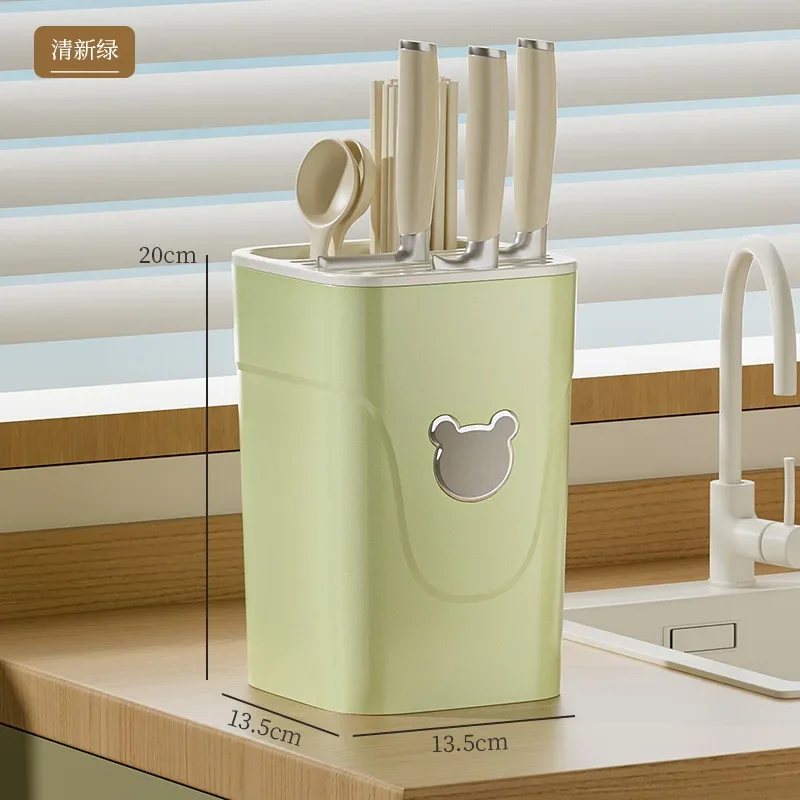 AOLIVIYA 클래식 중국식 주방 칼 정리대, 가위, 식칼, 젓가락 홀더가 포함된 일체형 수납 랙, 모던 디자인