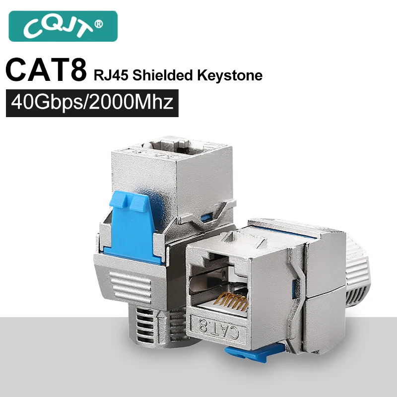 RJ45 CAT8 Tool-Less STP Shielded Keystone Jack Module Self-Locking Zinc Alloy Network Coupler Adapter