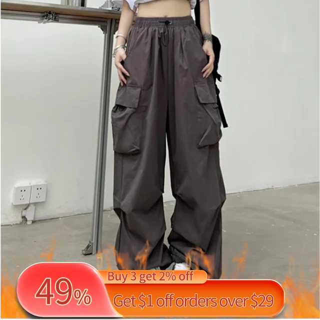 S-XXXL Women Y2k Style Baggy Trousers Oversized Ladies Purple