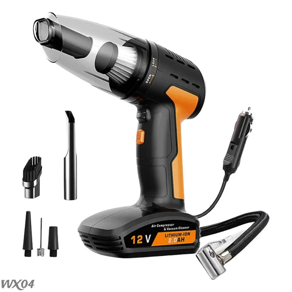4-in-1 120W Car Vacuum Cleaner Multifunctional Portable Tire Inflator Pump LCD Display Cordless Car Air Compressor For Balls