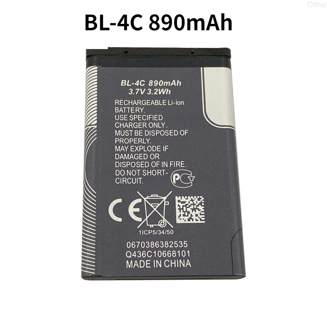Batteria Del Telefono Ai Polimeri Di Litio 3.7V Bl-4C 890Mah Per Radio, Nokia 6100 6120 6600 6210 Bl 4C