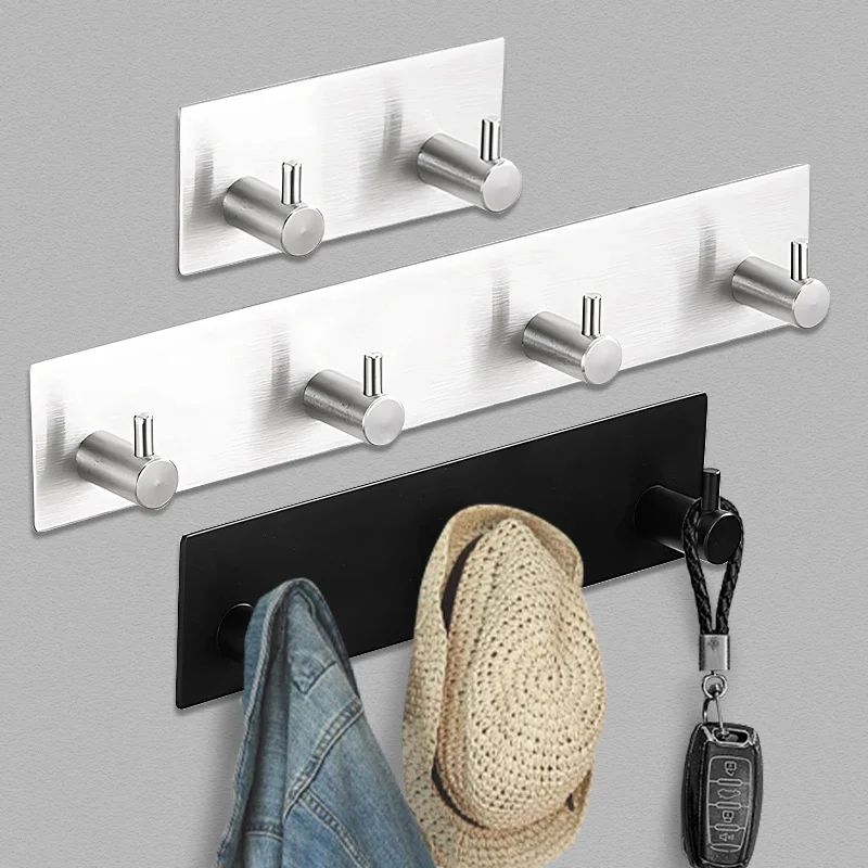 Self Adhesive Robe Hook Wall Mounted Hook Rustproof Storage Hanger Kicthen Bathroom Accessories Hanging Hooks Rack Organizer