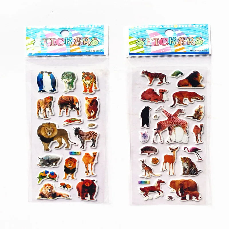 10pcs 3D 푹신한 스티커 동물 대량 스티커 스크랩북 장식 생일 새해 크리스마스 선물 어린이를위한 소년 소녀