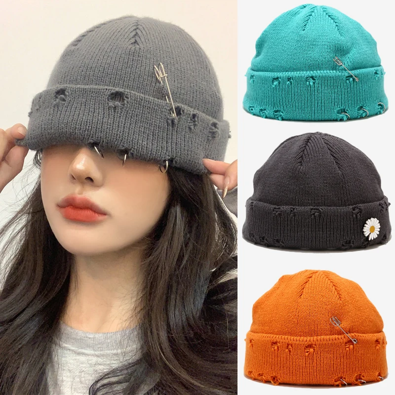 Winter Harajuku y2k Beanies Knitted Hat Women Fashion Warm Thick