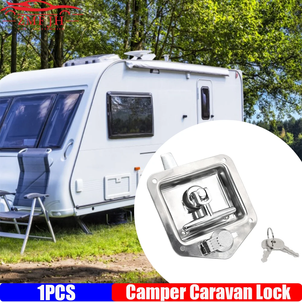 

Trailer Door for Camper Caravan Locker T-Handle Large Lock Stainless Steel Keys for Camper RV Truck Toolbox Easy Installation