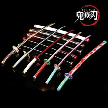 Anime Demon Slayer Metal Katana 25cm Swords Prop Weapon Ghost Killer Knife Zenitsu Katana Toy Sword Boy Kids Gifts Home Decor