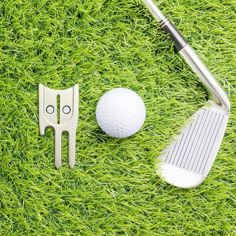 Golf Fork 6 In 1 Ball Mark Repair Green Tool Multifunctional Golf Green Repair Fork Ball Marker For Family Enthusiast