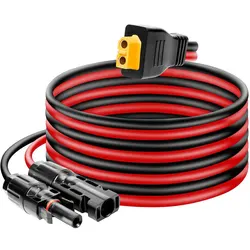 Solar Panel Connector to XT60 Charging Cable for Portable Solar Generators (Black red)