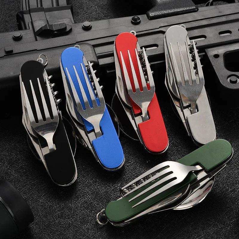 Cutlery Set Mini Folding Detachable Combination Outdoor Hiking Travel Multi-open Aluminum Handle Swiss Knife Gift Fruit Knife