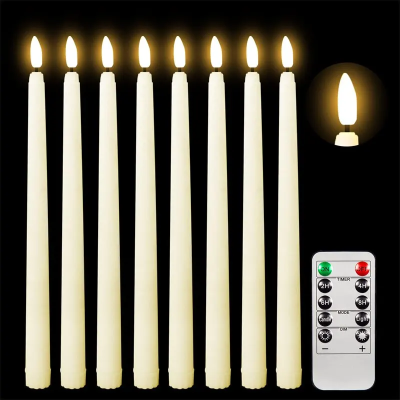 LEDFlamelessFlickeringTaperCandles3DWickCandlesLampwithRemote