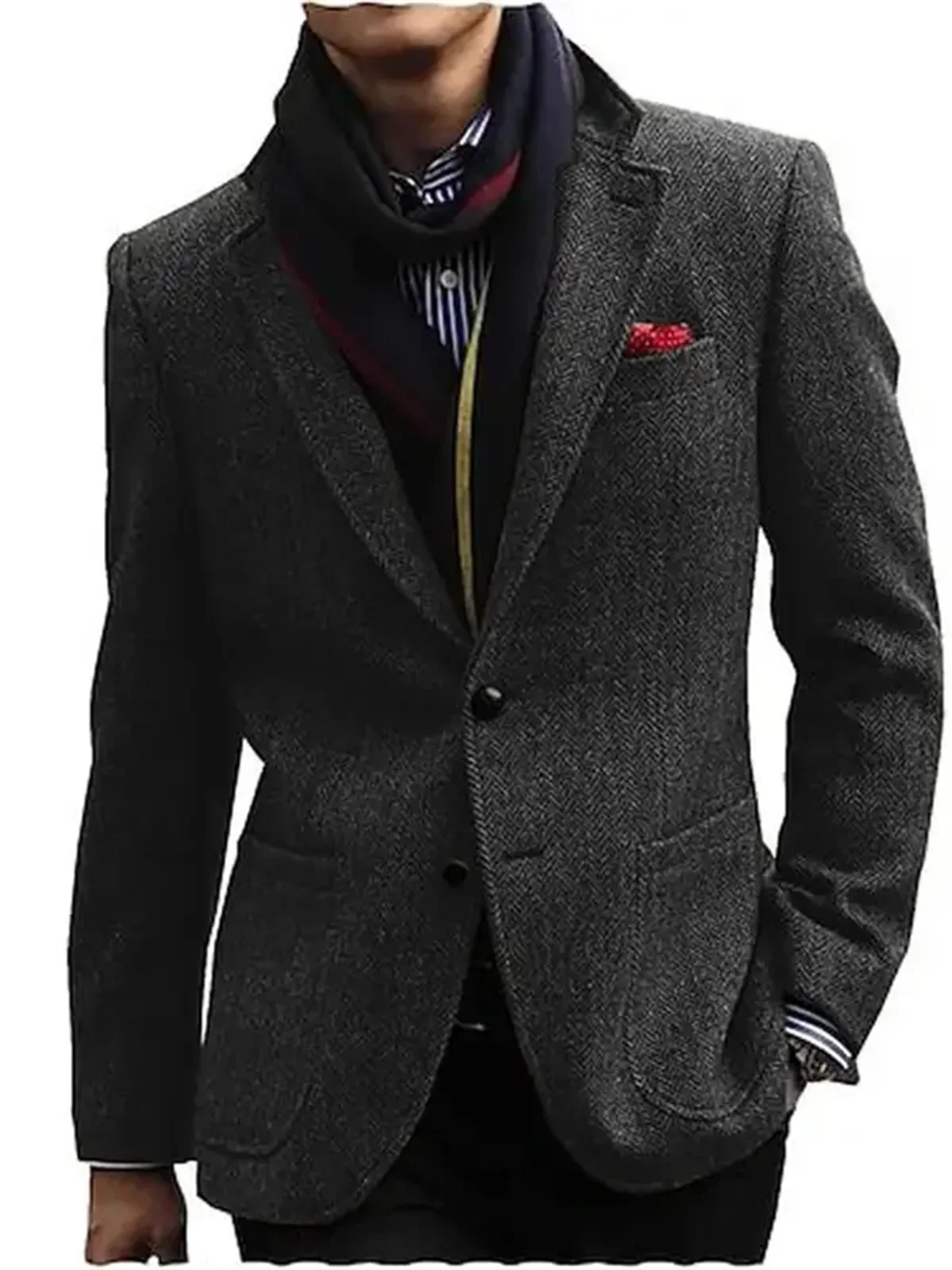 1Pieces Herringbone Single Breasted Jacket Casual Wedding Groom New Tuxedos Coat Elegant Men's Jackets Business Man Suits Blazer 2