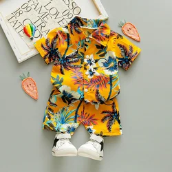Boy Children's Clothing Baby Girl Clothes Summer Baby Top+Pants 2pcs Short Sets Cotton Flowers Hawaiian Beach Style Outfits